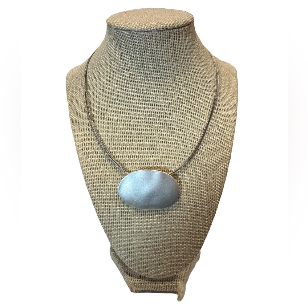 Vintage Premier Hammered Oval Pendant Multiwire Necklace